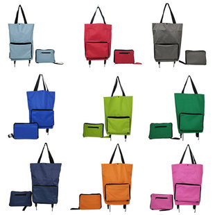 Oxford Cloth Portable Shopping Storage Bag Japanese Folding Shopping Bag with Wheels Bag Roller Shopping Cart Luggage Bag