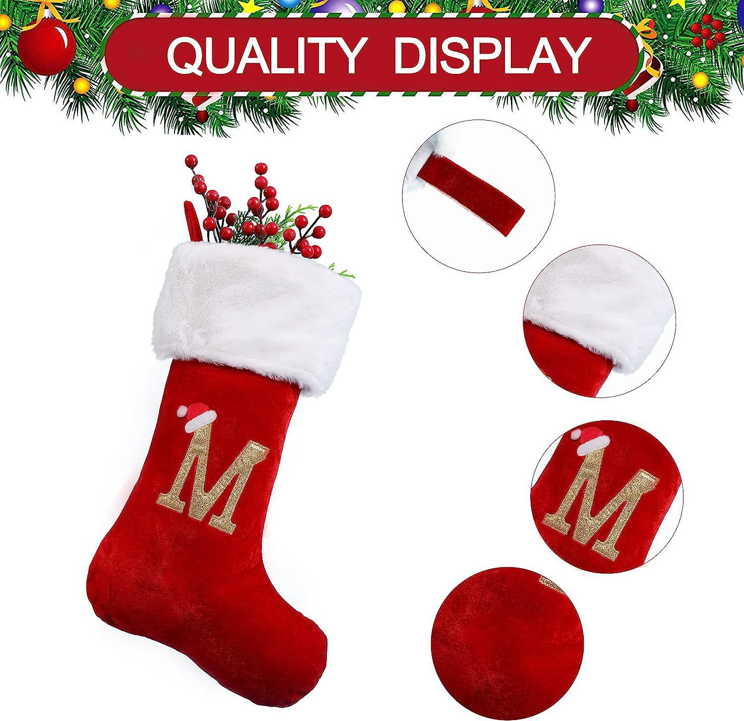 Large Christmas socks Christmas decorative embroidered letter knitted Christmas socks letter socks Christmas pendant gift bag