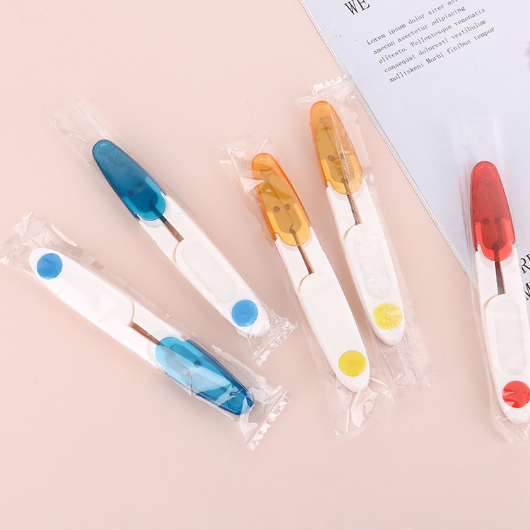 U-Shaped Spring Yarn Shear Household Transparent Cover Safety Small Scissors Edge Cutting Fishwire Shear Cross Stitch Sewing Scissors