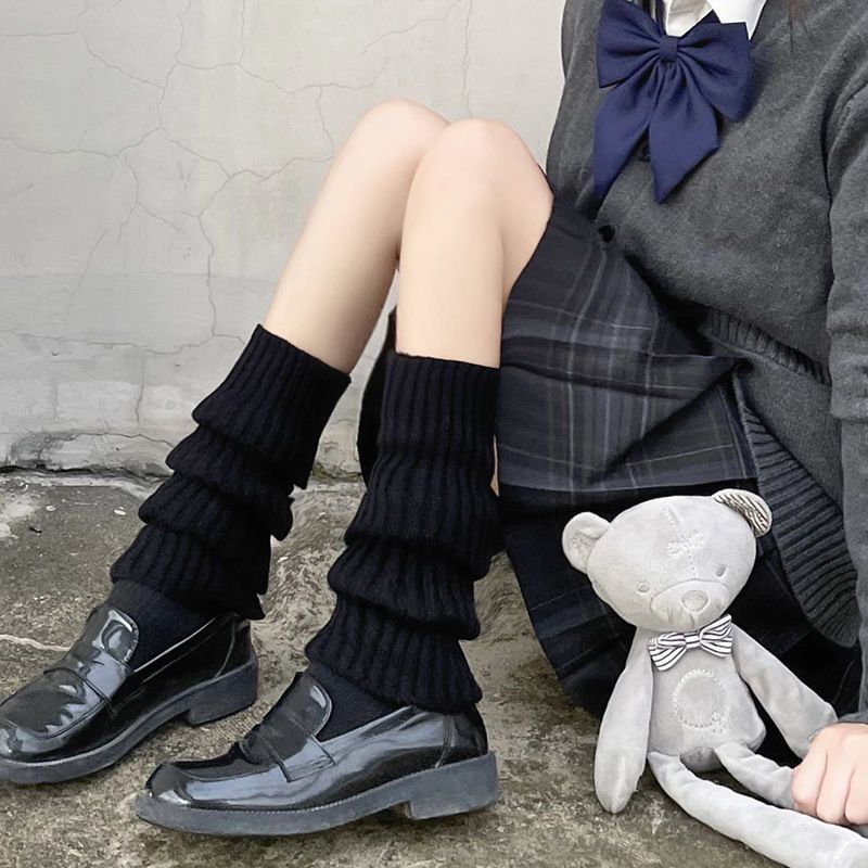 Lolita knitted pile socks straight all-match Japanese white lengthened jk calf socks y2g leg cover slimming pure_voghion.com