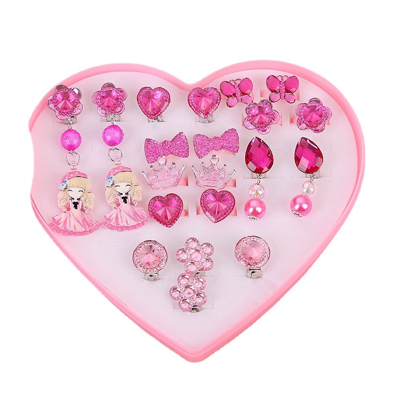 Non-pierced earrings children's ear clip ring suit ice princess children's one-man horse jewelry rainbow ear clip