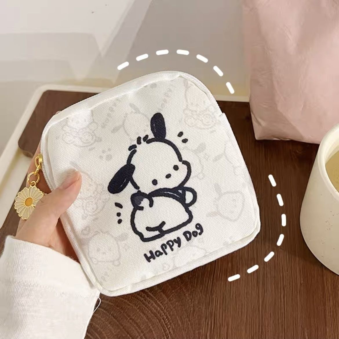 Sanitary napkin storage bag aunt towel large capacity storage bag monthly bag student portable portable cute girl canvas