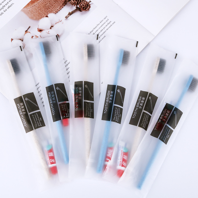 Disposable Toothbrush Toothpaste Set Bamboo Charcoal Soft Hair for Hotel and Hotel Toiletries Household Travel Clothes Independent Packaging