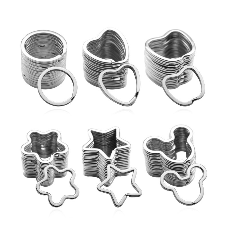 Factory wholesale special-shaped ring Iron five-pointed star heart-shaped plum Mickey key ring key ring key ring key chain