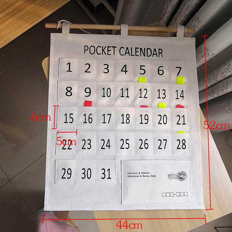 Clock-in registration record date card small mouth 31 pocket Nordic mini pocket card hanging bag