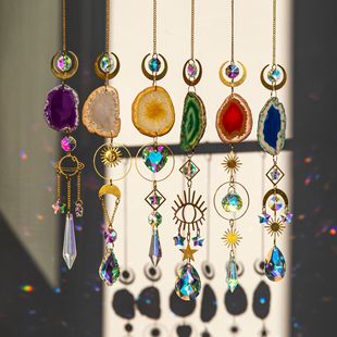 suncatcher Original Stone Agate Lighting Pendant Crystal Sun Catcher Prism Ball Decoration Rainbow Manufacture