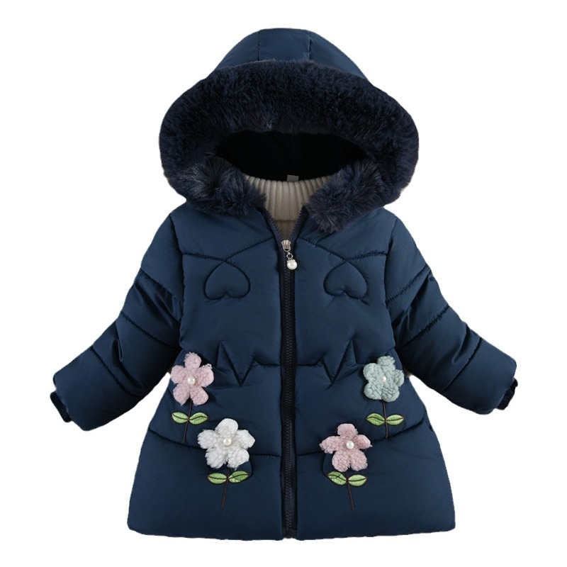 Children's Winter Clothes Girls' Winter fleece-lined Thickened Cute Cotton-padded Coat for Little Girls Western Style Outer Wearing Cotton-padded Coat for Baby Girls