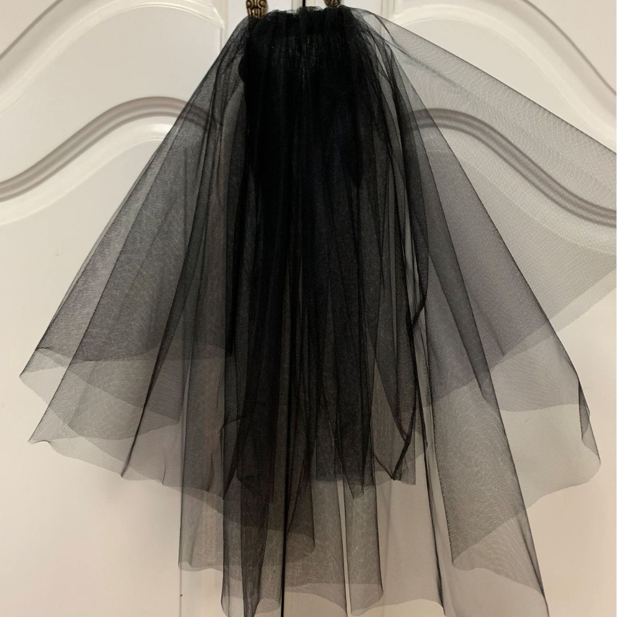 Korean-style travel photography props Mori black simple short double-layer cover head indoor self-portrait hair comb yarn