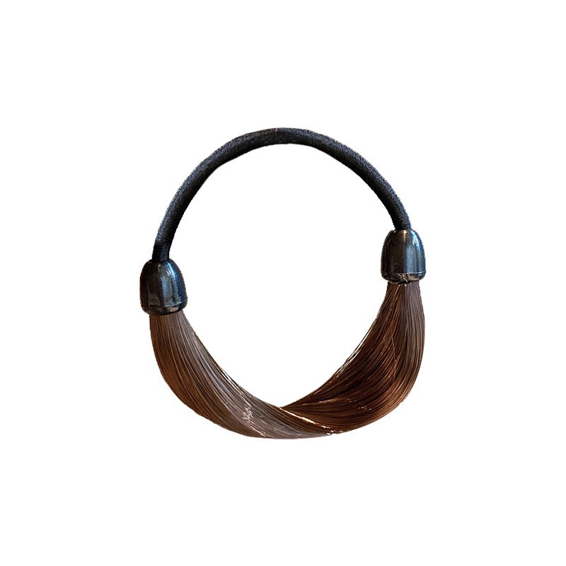 Internet Celebrity New Style Wig Artificial Head Rope Ponytail Invisible Hair Band Rubber Band Women's Headwear Elastic Leather Cover Hair Rope