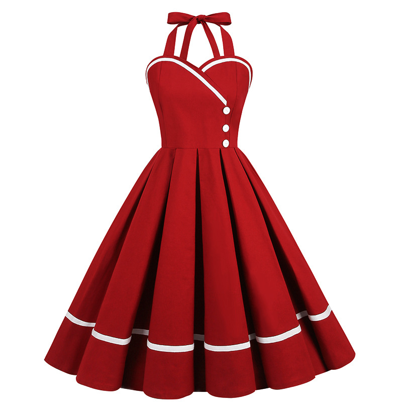 Cross-border exclusive Amazon European and American retro stitching waist swing 50s dress pettiskirt 8021