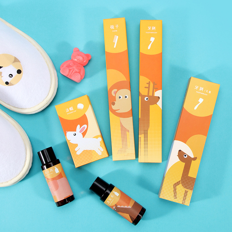 Children's hotel supplies hotel room disposable toiletries toothbrush toothpaste set 2 in 1