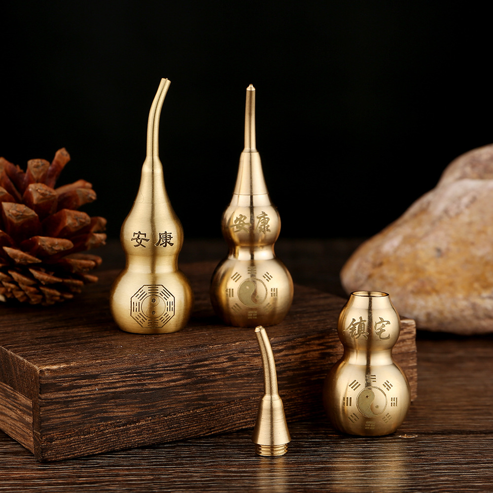 [Factory production wholesale] Pure brass gourd accessories hollow can be opened small desktop keychain accessories