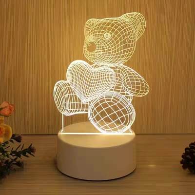 3D Nightlight Rechargeable Table Lamp Bedside Internet Popular Bedroom Soft Light Girls Sleep Luminous Romantic Plug-in