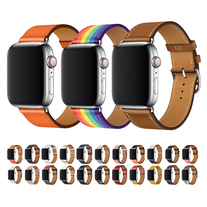 蘋果錶帶官方同款適用AppleWatch2345678代se錶帶真皮iwatch9手錶