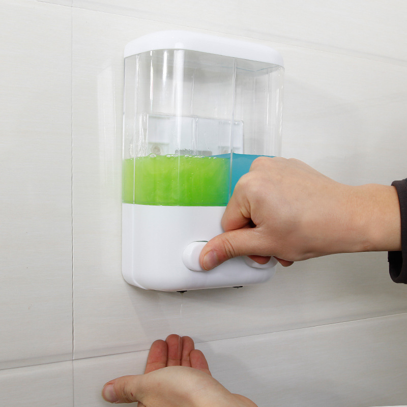Wall-mounted manual push-type soap dispenser transparent double-headed punch-free soap dispenser for hotel bathroom hand sanitizer