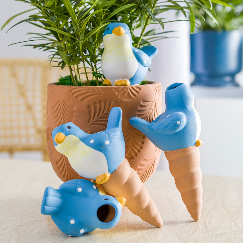 Increasing Red Ceramic Smart Bird Seperator Flower Watering Device Lazy Drip Irrigation Device Red Earth Drip Cross-border Exclusive