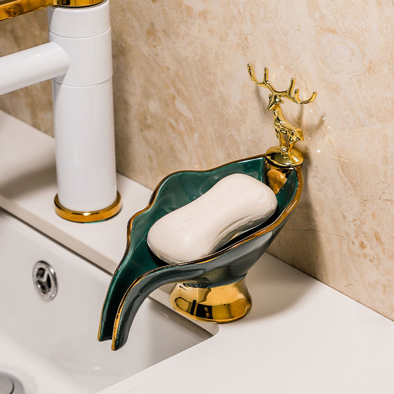 Wholesale Soap Box Light Luxury Ceramic Household Soap Dish Draining Bathroom Toilet Creative No Water Soap Box Dish