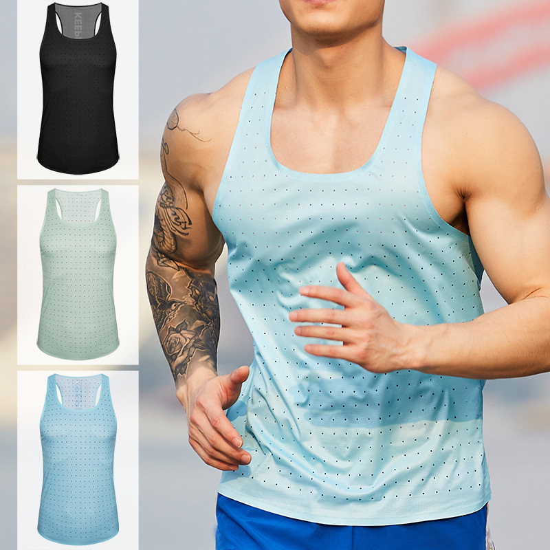 80g Ultra Light Running Vest Men's Sports Sleeveless Fitness Clothes Marathon Track and Field Quick-drying Clothes Running Group Printing