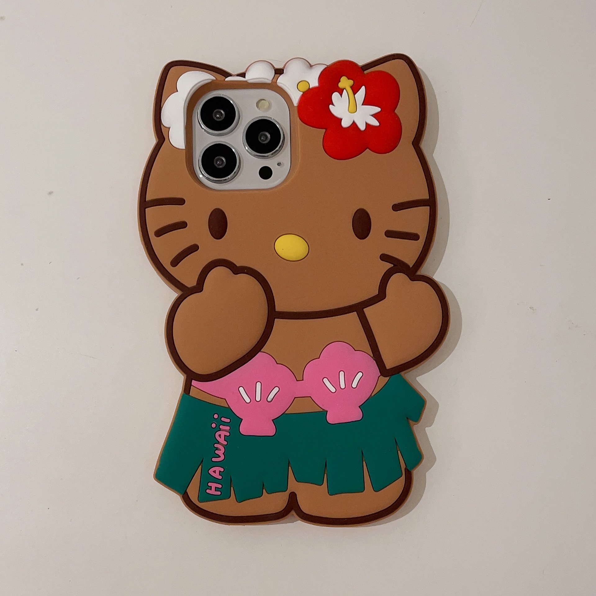 適用蘋果15Pro夏威夷風kt貓手機殼iPhone11/12/13/14promax防摔殼