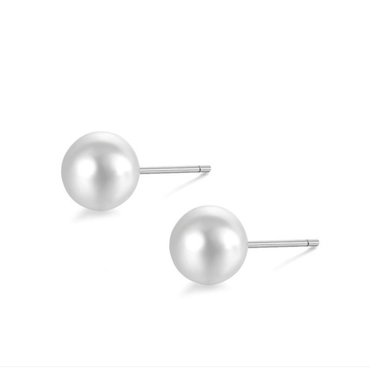Foreign trade popular peas earrings jewelry temperament socialite steel pin earrings simple white pearl earrings wholesale