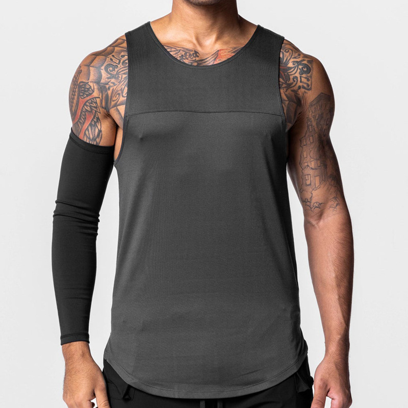 Crazy Muscle Men's Sports Vest Casual Quick-drying Breathable Stitching Waistcoat Loose Basketball Training Sleeveless T-shirt