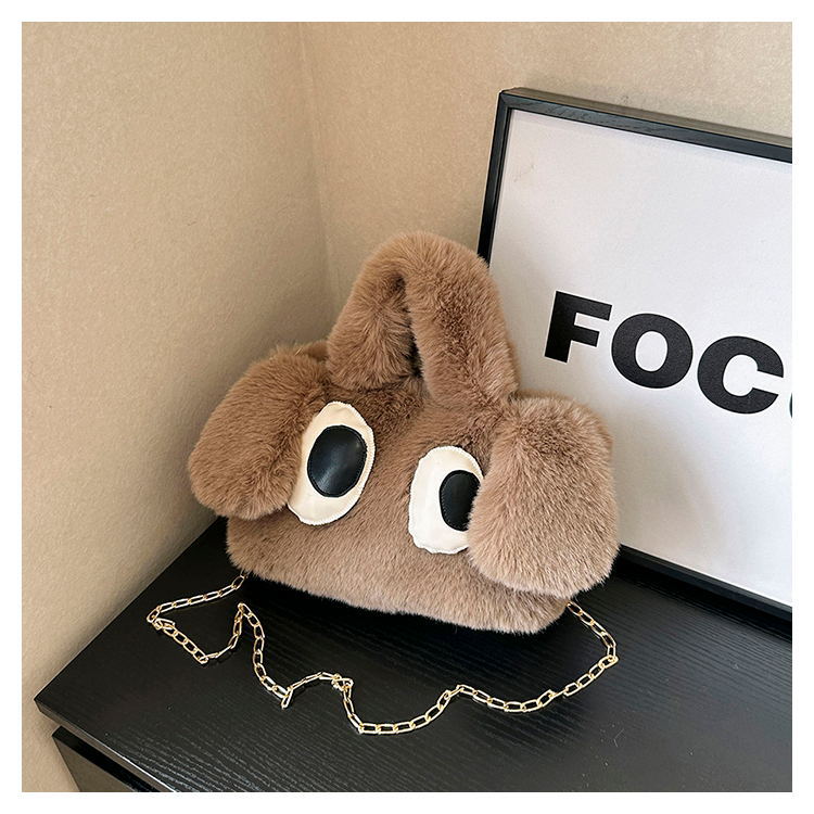 New cute puppy big eye cute sanliou cartoon plush handbag cross-border Fashion Women's shoulder crossbody