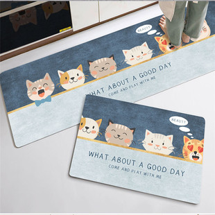 Wholesale Long Kitchen Floor Mat Live Mat Printed Cute Absorbent Oil-proof Cartoon Kitchen Mat Kitchen Carpet