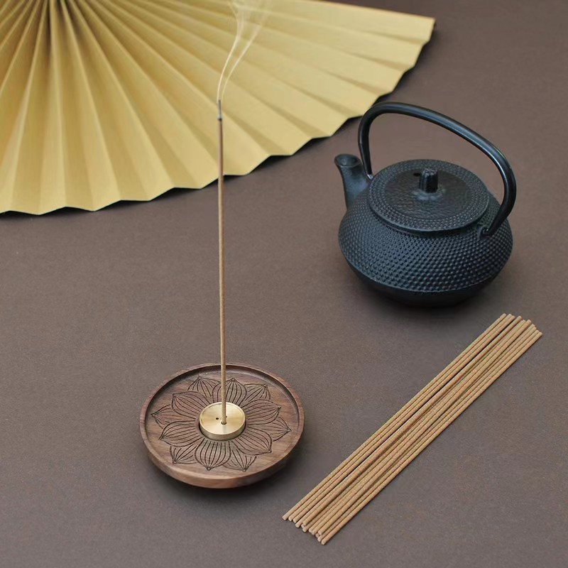 Wooden incense burner incense holder multi-aperture incense holder metal incense plate stand Zen incense holder incense burner indoor agarwood sandalwood incense