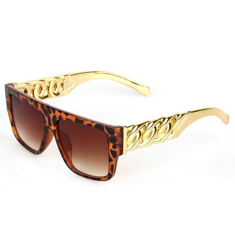 Fashion Sunglasses Big Gold Chain Gold Plated Twist Legs Punk Glasses Local Hero Street Showcase Sunglasses Foreign Trade Cross-Border