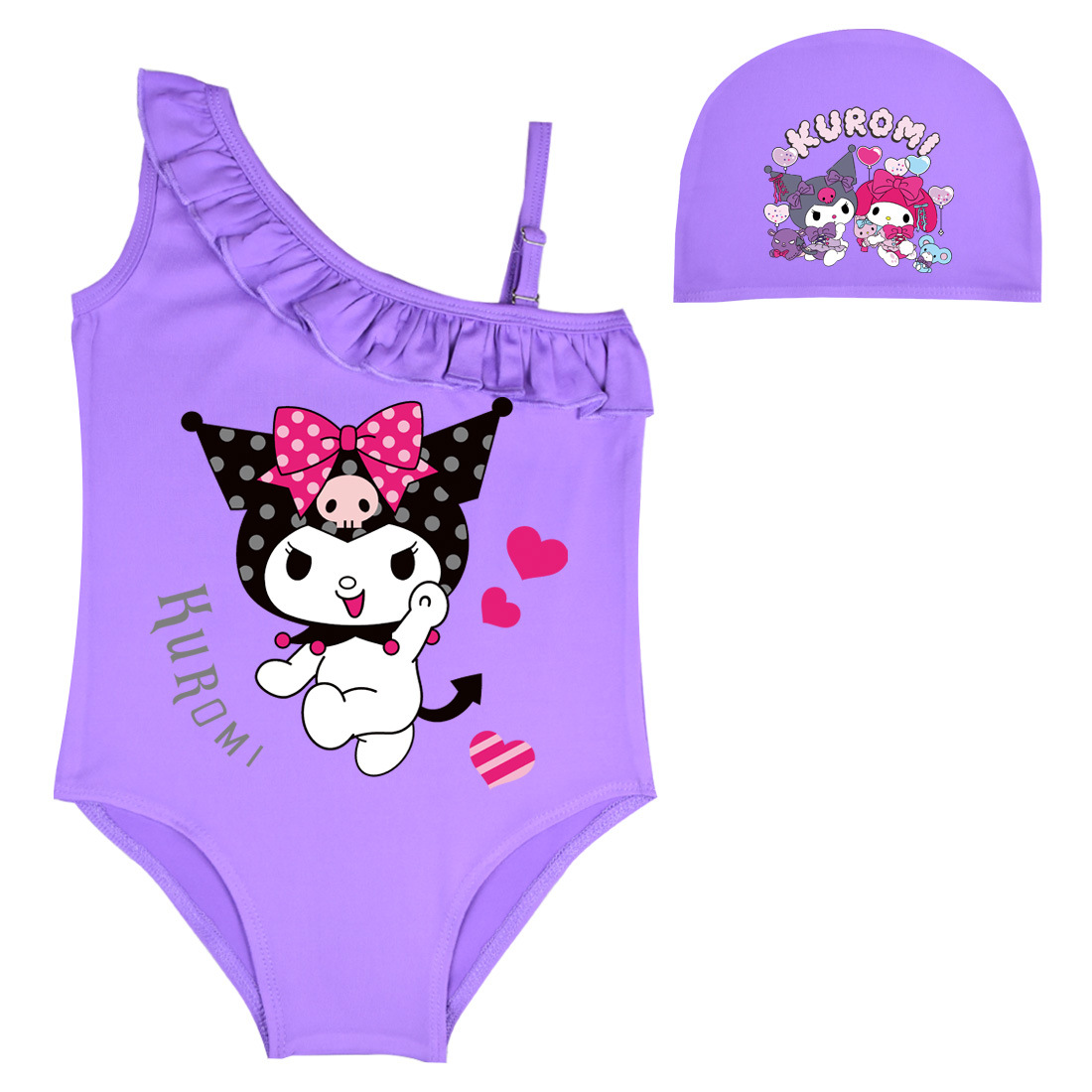 2023 Amazon New Kuromi Kuromi Swimsuit Girls Big Children One-piece Swimsuit Y09141
