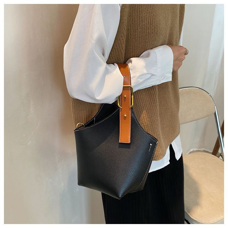 Γυναικεία τσάντα χονδρικής χονδρικής τσάντα εξειδικευμένου σχεδιασμού γυναικεία τσάντα σε αντίθεση χρώματος τσάντα κουβά τσάντα καλαθιού φαγητού_voghion.com