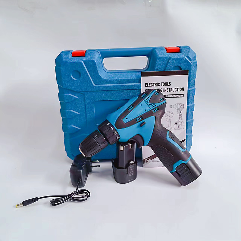 Blue 12V rechargeable drill lithium battery multifunctional electric drill set accessories household multifunctional screwdriver electric screwdriver