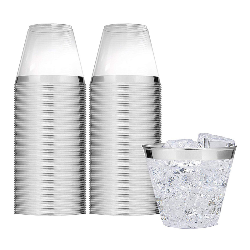 9ozシルバープラスチックカップ使い捨てデザートカップ洋食カップ飲水用具カップ|undefined