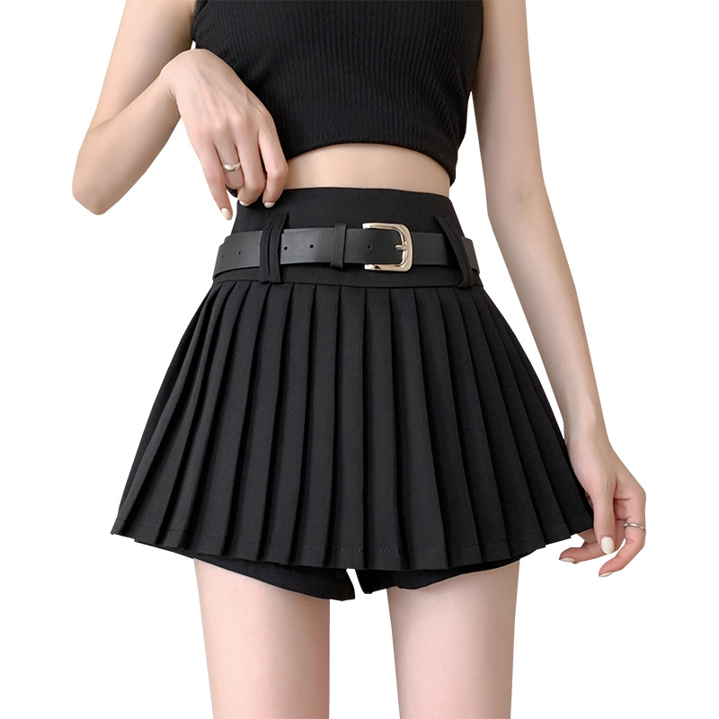 Pleated Skirt Women's 2023 Summer New High Temperature Pleated Umbrella Skirt High Waist Slimming Black Skirt Elegant Commuter Skirt