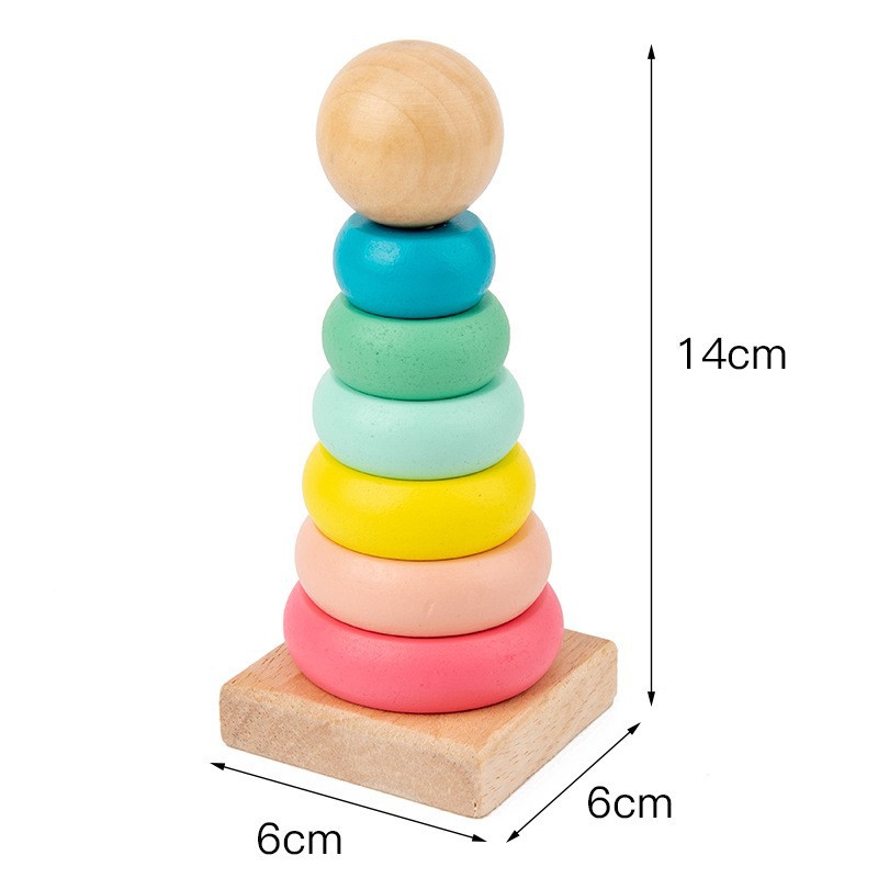 Wooden Children's Early Education Educational Toys Small Alarm Clock Knocking Piano Small Beads Rainbow Tower Twist Worm Five-piece Set