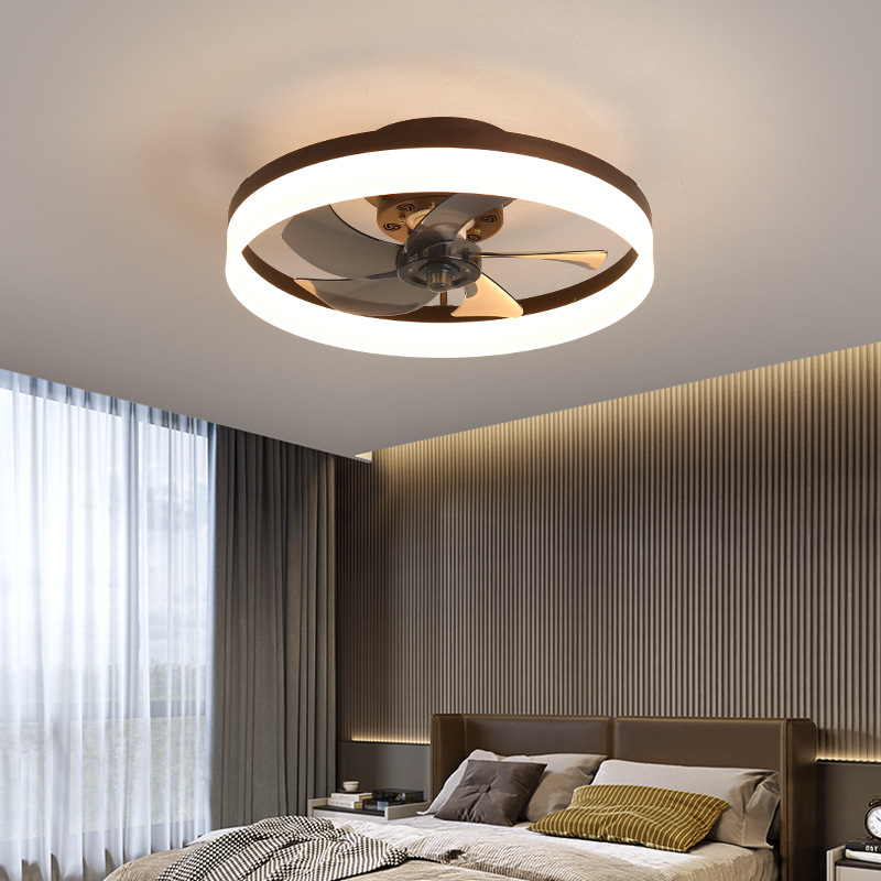 Source cross-border supply ceiling fan lamp simple bedroom ceiling fan lamp round ceiling fan lamp DC inverter fan lamp