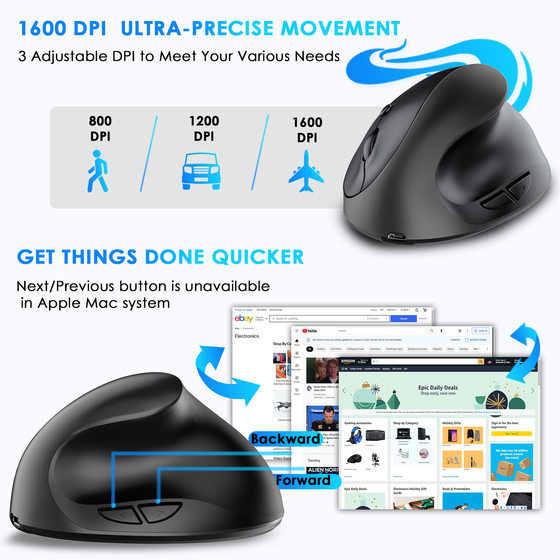 Vertical vertical grip rechargeable mute wireless anti-mouse hand designer drawing office creative ergonomic mouse