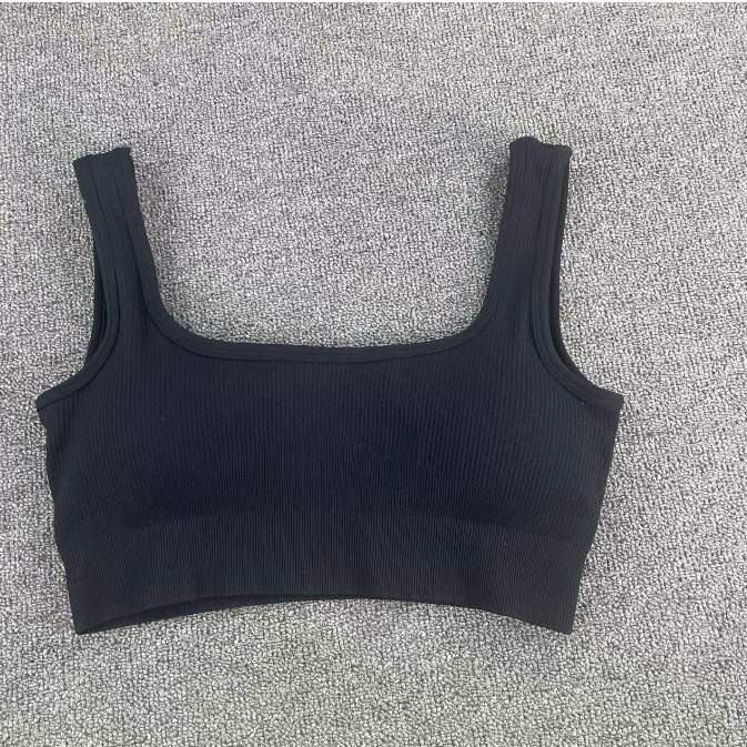 European and American seamless threaded U-shaped solid color sports vest