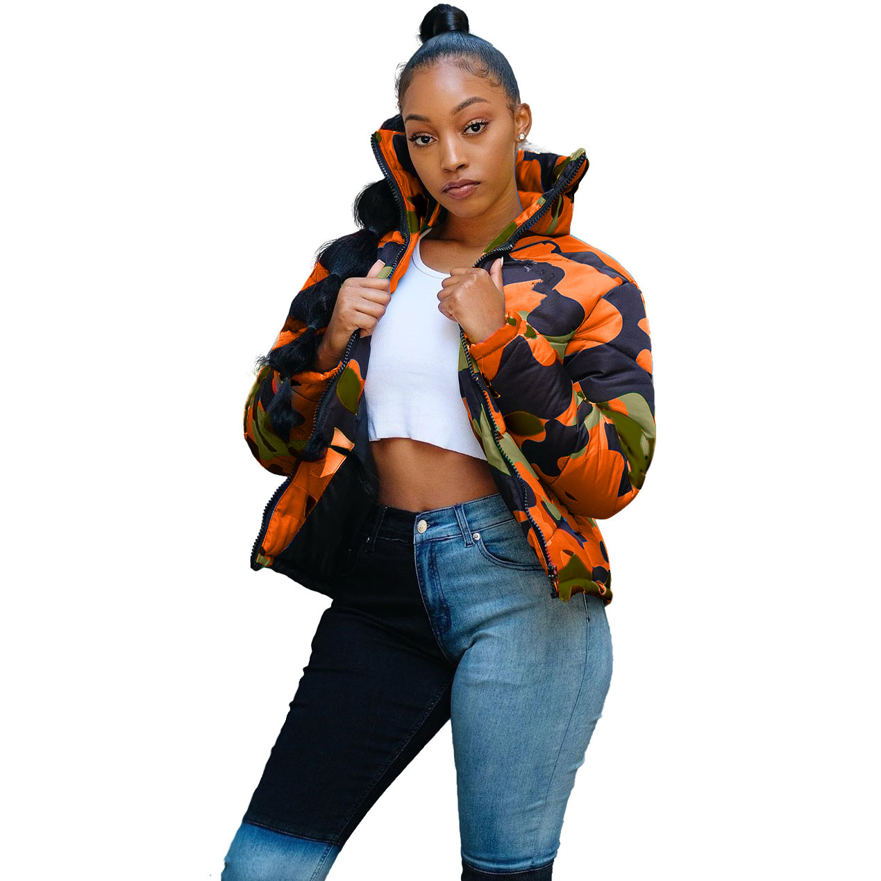 Cross-Border women's new men and women can wear color camouflage printing and dyeing bread clothing cotton-padded jacket