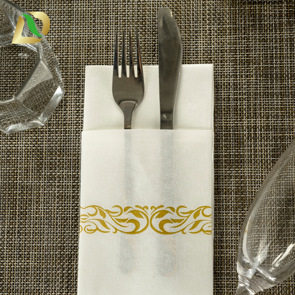 Customized cross-border knife and fork dust-free paper cloth pattern 4040cm printed tissue hotel restaurant LOGO napkin placemat