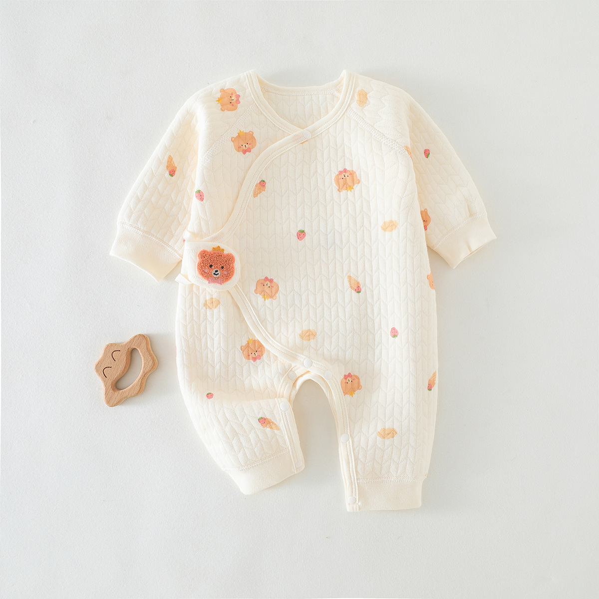 Baby Autumn and Winter Thin Cotton Air Layer Cotton Warm-keeping Class A Pure Cotton Boneless One-piece Warm-keeping Outgoing Clothing