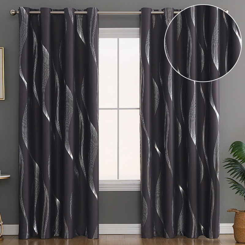 Foreign trade window shade cloth gilding mute full shading lining fabric finished perforated cross-border curtain short curtain