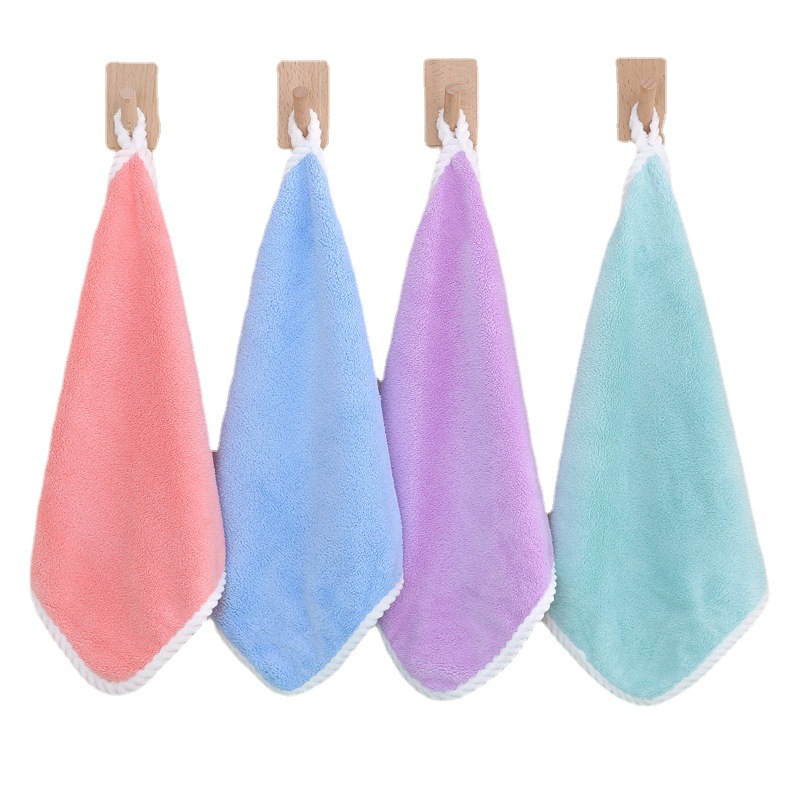 Coral fleece square towel kindergarten small towel universal saliva towel hemp lace wipe hand towel wrapping handkerchief wholesale