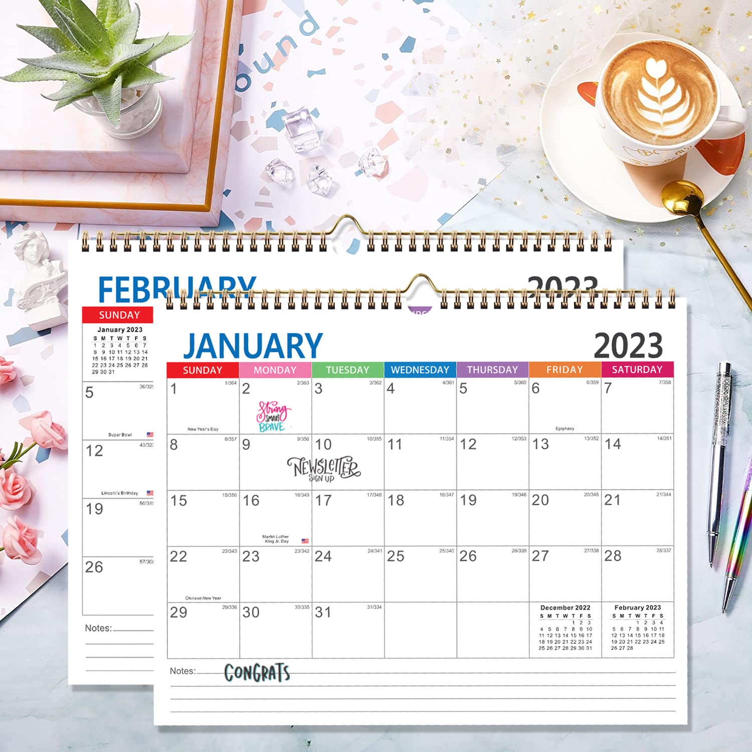 Cross-border Hot New 24-25 Year English Calendar YORing Calendar Simple Creative Countdown Desktop Calendar