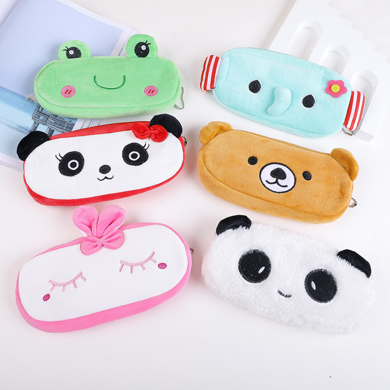 Cute Plush Pencil Bag Cartoon Pencil Bag Animal Children Primary School Stationery Bag Creative Gift Stationery Box Wholesale