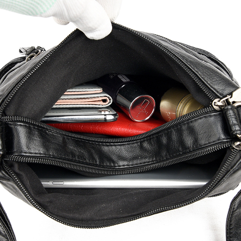 Middle-aged and Elderly Women's Bag Soft Leather Shoulder Crossbody Bag Middle-aged Casual Women's Backpack 2021 New Multi-compartment Women