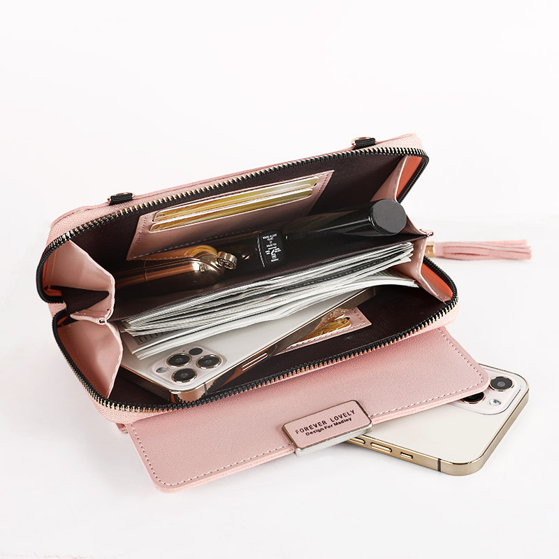 Factory direct new large-capacity multi-functional solid color shoulder bag fashion simple slung mobile phone bag ladies