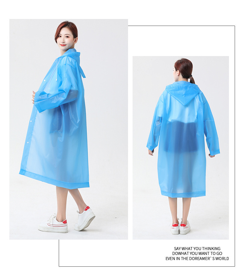 Raincoat Eva Frosted Thickened Adult Transparent Raincoat Cycling Poncho Outdoor Unisex Non-Disposable Raincoat