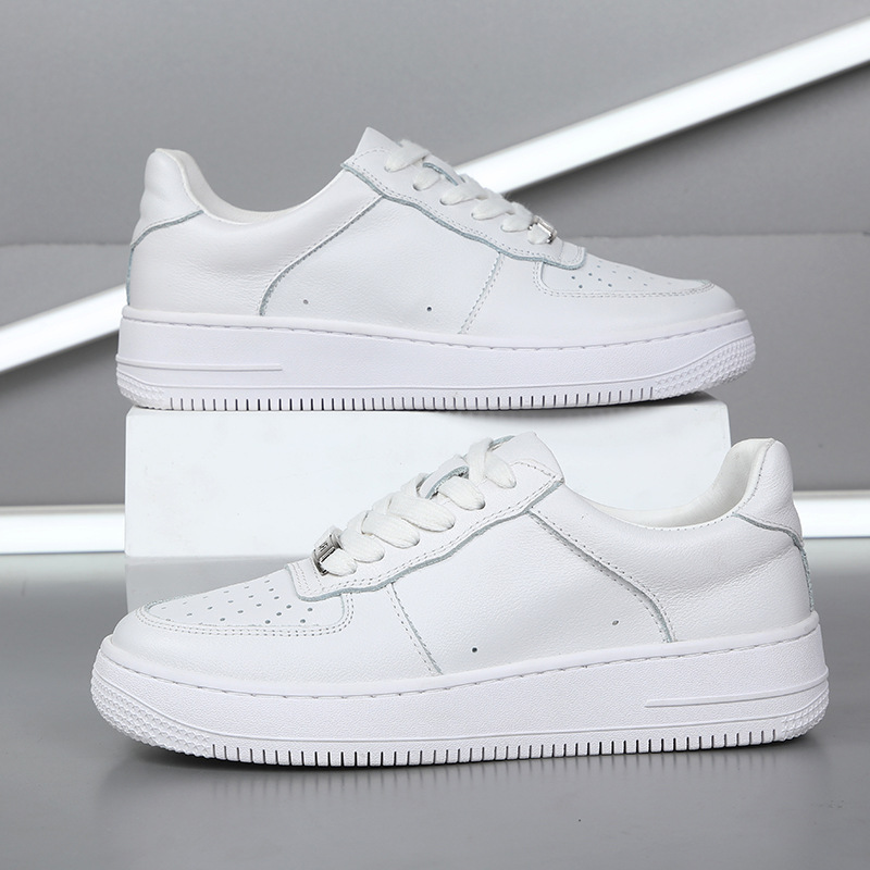 Air Force One Couple Board Shoes Cowhide Spring and Summer Men's Shoes Low-top Genuine Leather Women's Shoes Men's White Shoes Casual Shoes