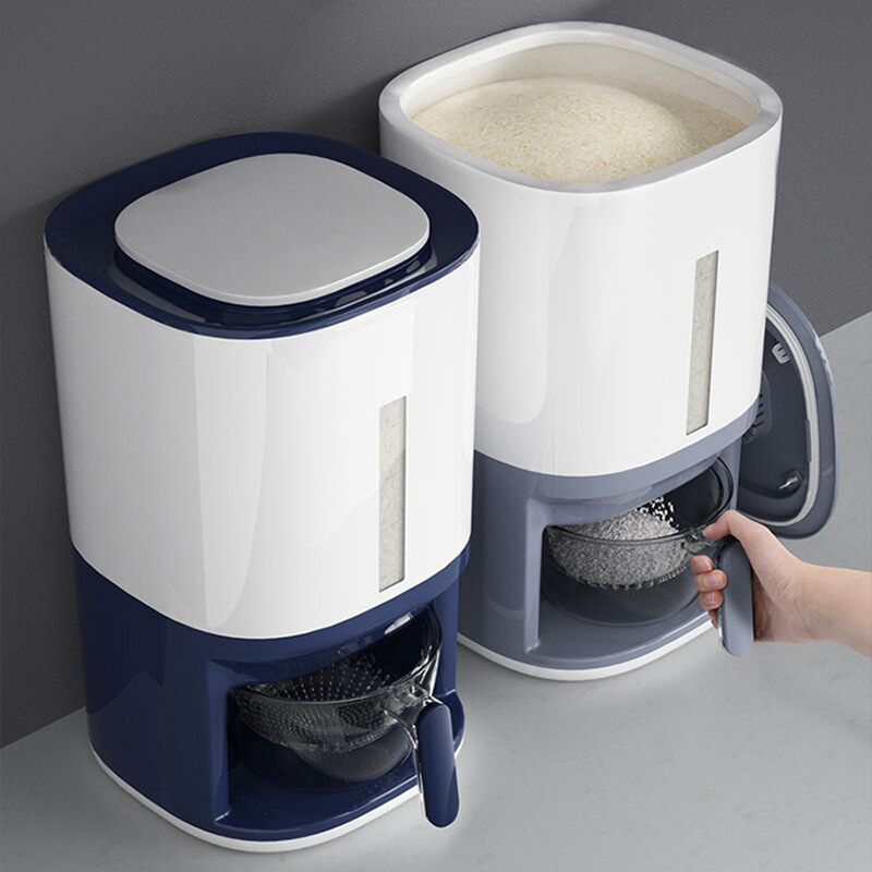 Household press metering rice barrel 10kg rice miscellaneous grain barrel sealed barrel insect-proof moisture-proof kitchen automatic rice barrel